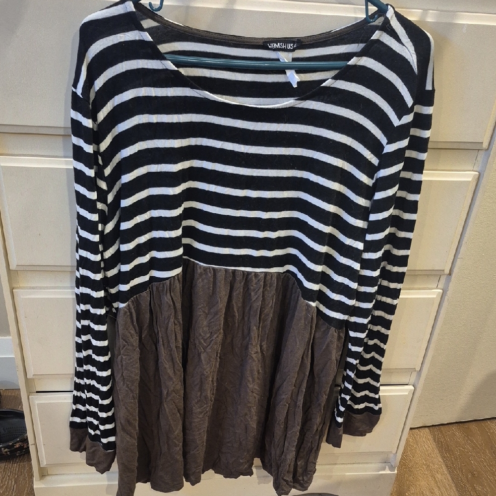 HEIMISH USA Black and White Striped Top